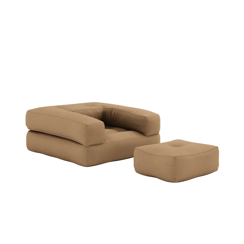 Pouf fauteuil convertible en coton mocca 95x90x42cm Cube - Karup Design