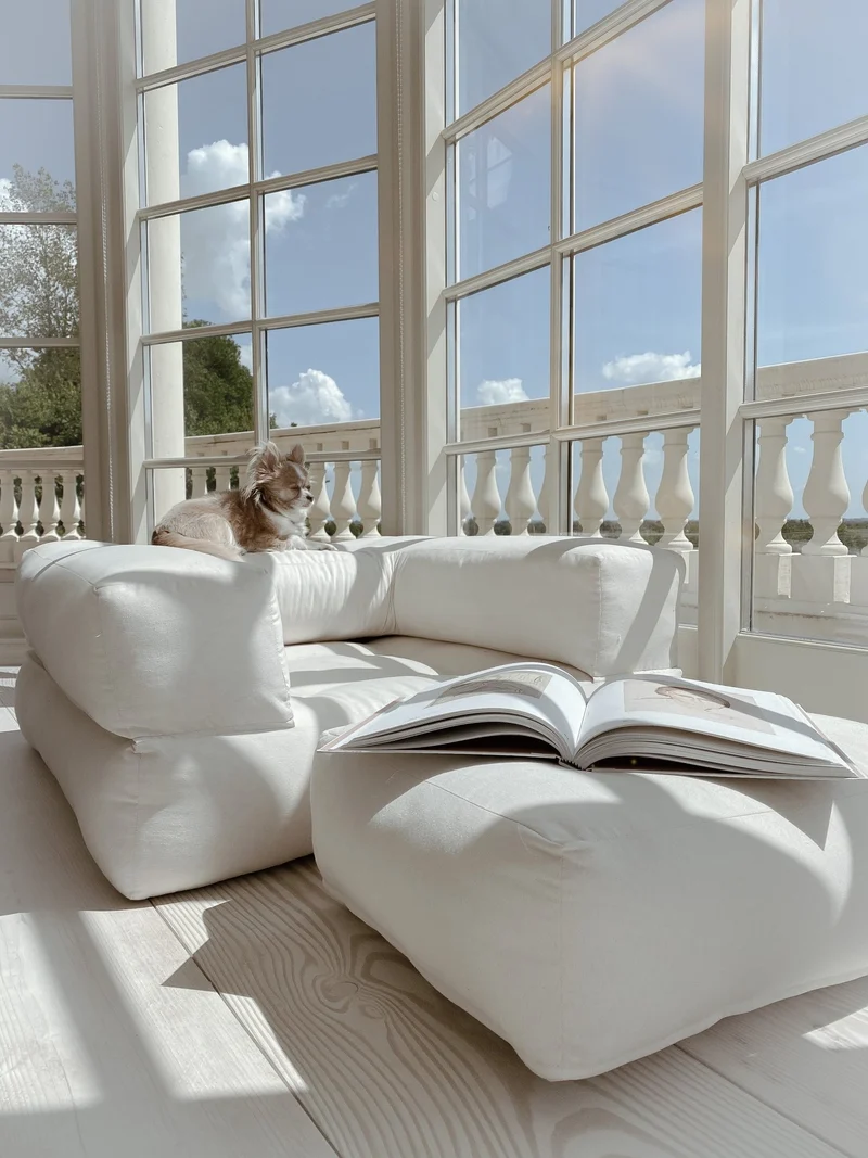Pouf fauteuil convertible en coton mocca 95x90x42cm Cube - Karup Design
