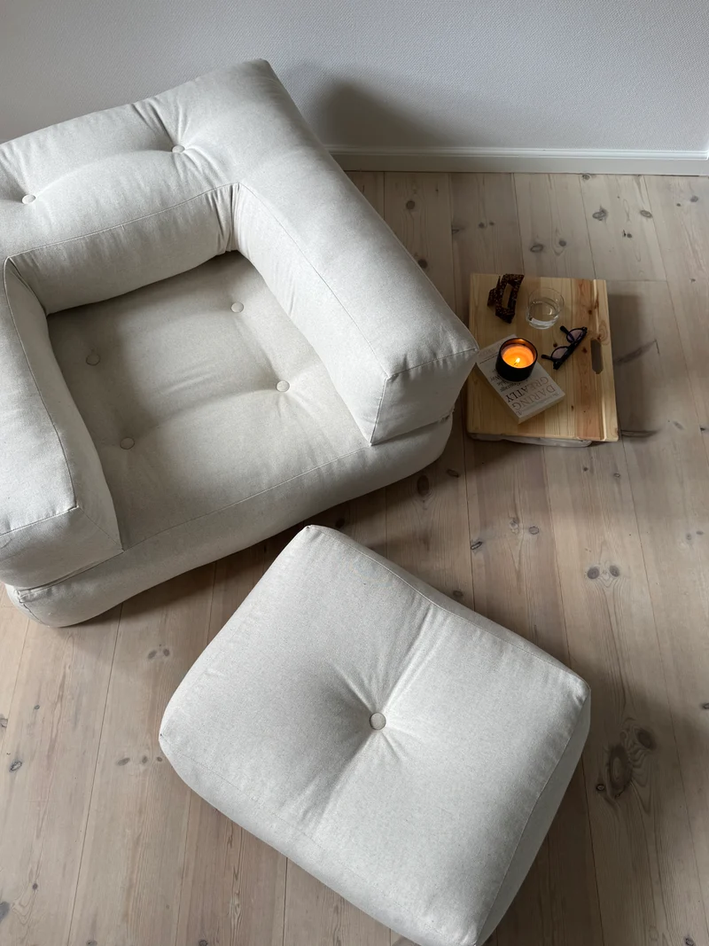 Pouf fauteuil convertible en coton beige 95x90x42cm Cube - Karup Design