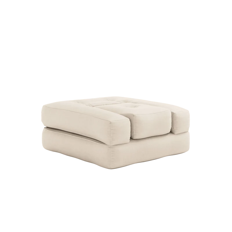 Pouf fauteuil convertible en coton beige 95x90x42cm Cube - Karup Design