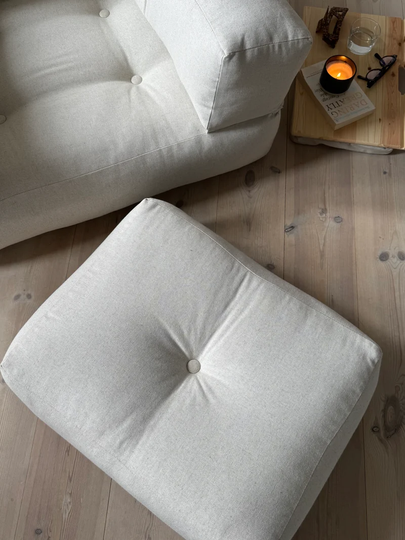 Pouf fauteuil convertible en coton beige 95x90x42cm Cube - Karup Design