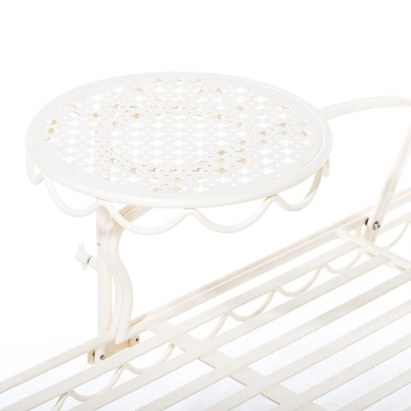 Transat de jardin en métal blanc antique et coussin en tissu jaune Rivie Mimosa The Al Fresco - Business & Pleasure