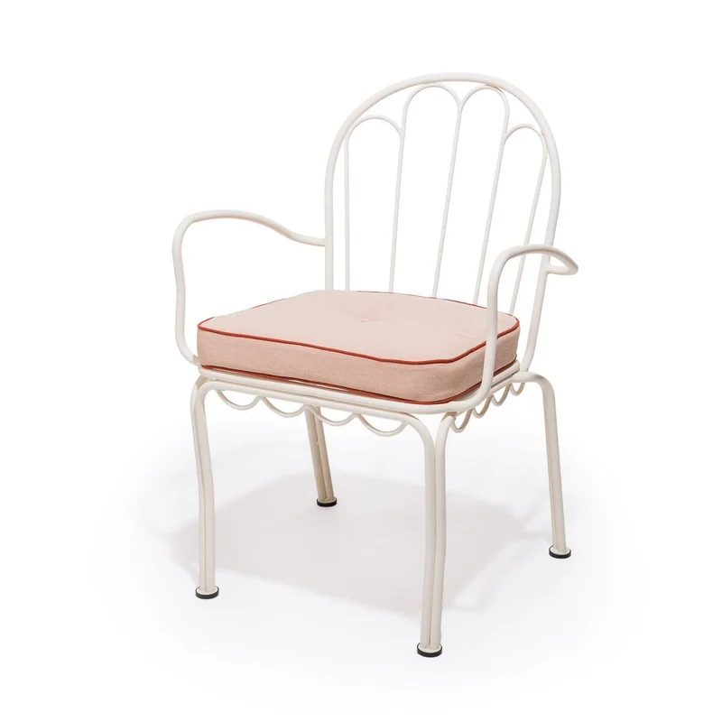 Chaise de jardin en métal blanc antique et coussin en tissu rose Rivie Pink The Al Fresco - Business & Pleasure