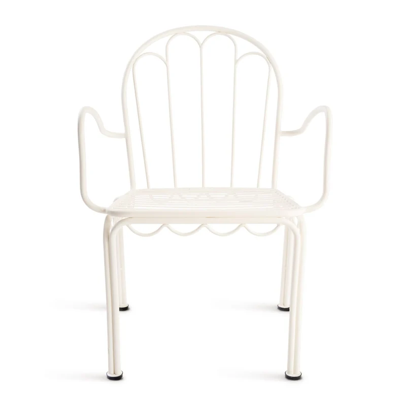 Chaise de jardin en métal blanc antique et coussin en tissu jaune Rivie Mimosa The Al Fresco - Business & Pleasure