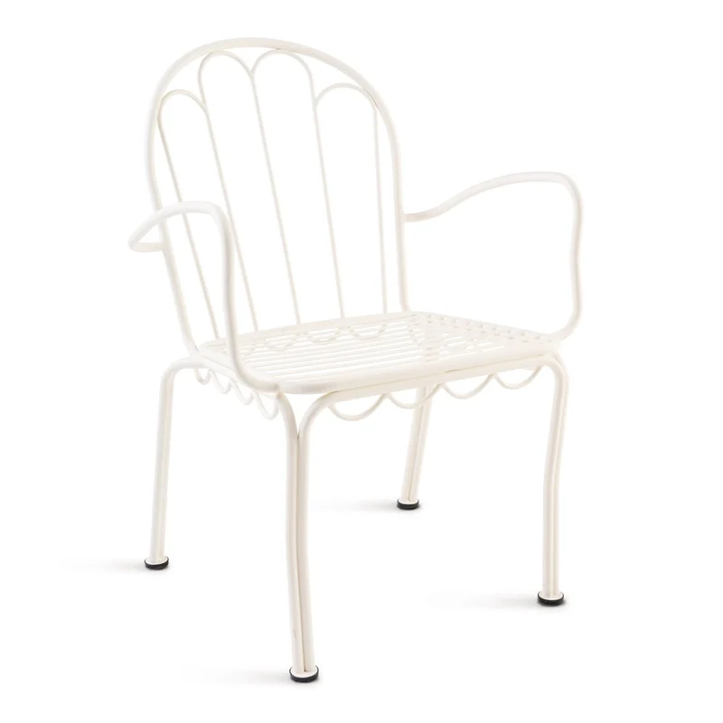 Chaise de jardin en métal blanc antique et coussin en tissu jaune Rivie Mimosa The Al Fresco - Business & Pleasure
