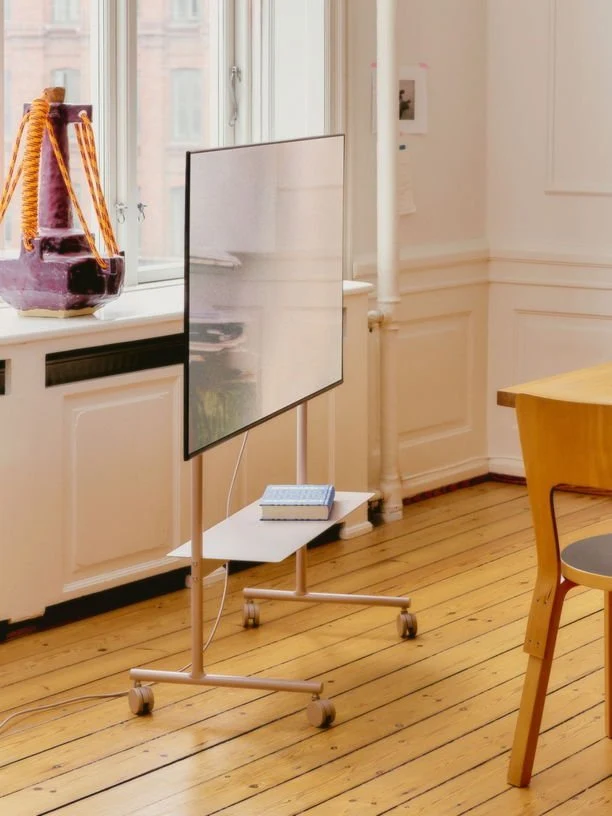 Support pour tv en métal blanc pearl 79x43x117cm Rover - Pedestal