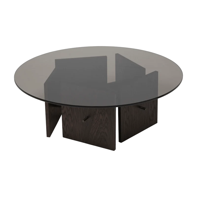 Table basse en chêne teinté foncé et plateau en verre 32x90cm Aukko - Ferm living