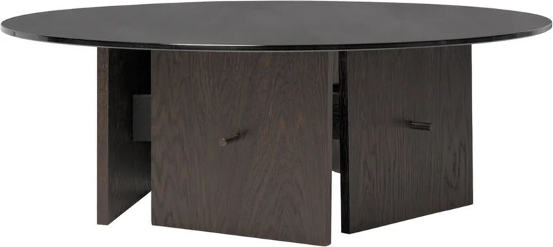 Table basse en chêne teinté foncé et plateau en verre 32x90cm Aukko - Ferm living