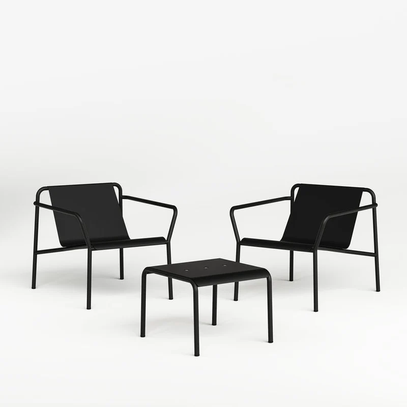 Fauteuil de jardin en acier thermolaqué inoxydable noir 78x67cm Panorama - TIPTOE