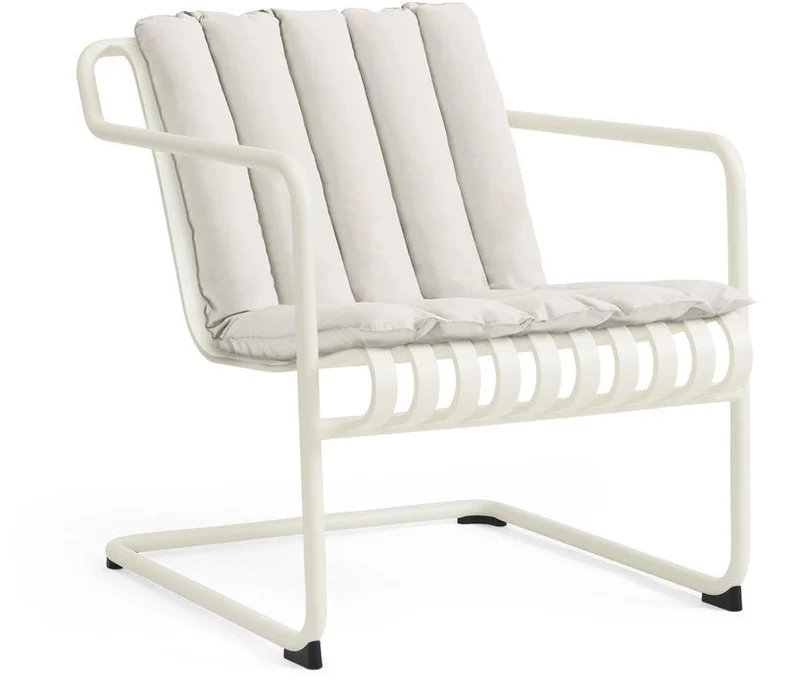 Fauteuil de jardin avec accoudoirs en acier blanc crème Palissade - HAY