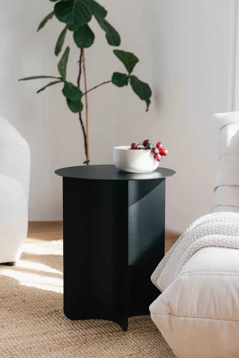 Table d'appoint ronde en acier noir 40x50cm Yaro - Metallbude