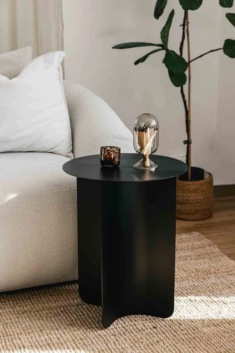 Table d'appoint ronde en acier noir 40x50cm Yaro - Metallbude