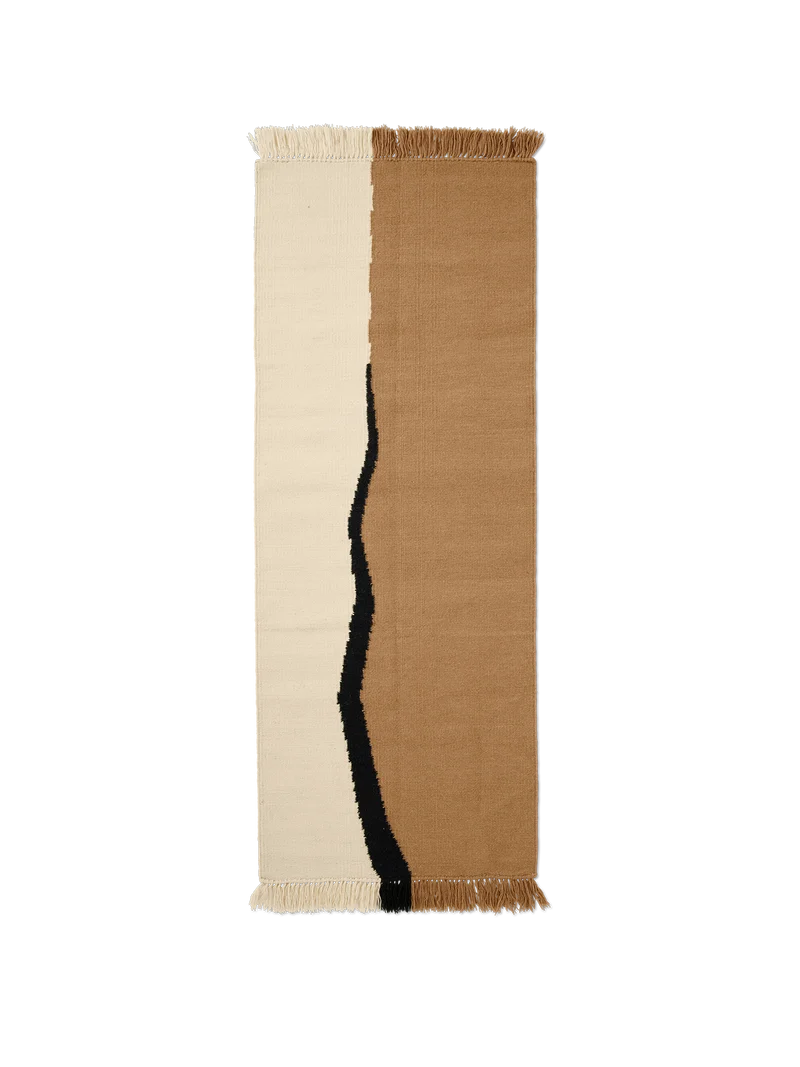Ferm Living Soil Kelim Runner - 70 x 180 - Dark Sand/Off-white