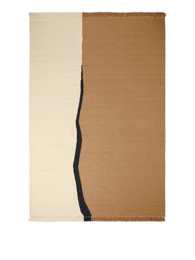 Ferm Living Soil Kelim Teppich - 200 x 300 - Dark Sand/Off-white