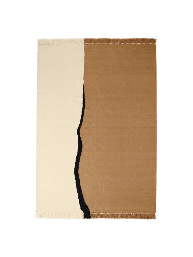 Ferm Living Soil Kelim Teppich - 170 x 240 - Dark Sand/Off-white