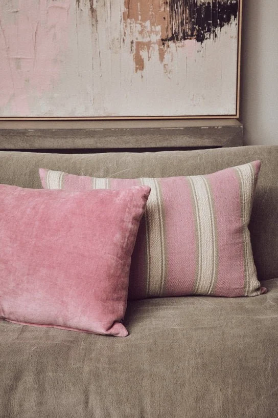 Coussin tissé à rayures Blush 60X40Cm - HKLIVING