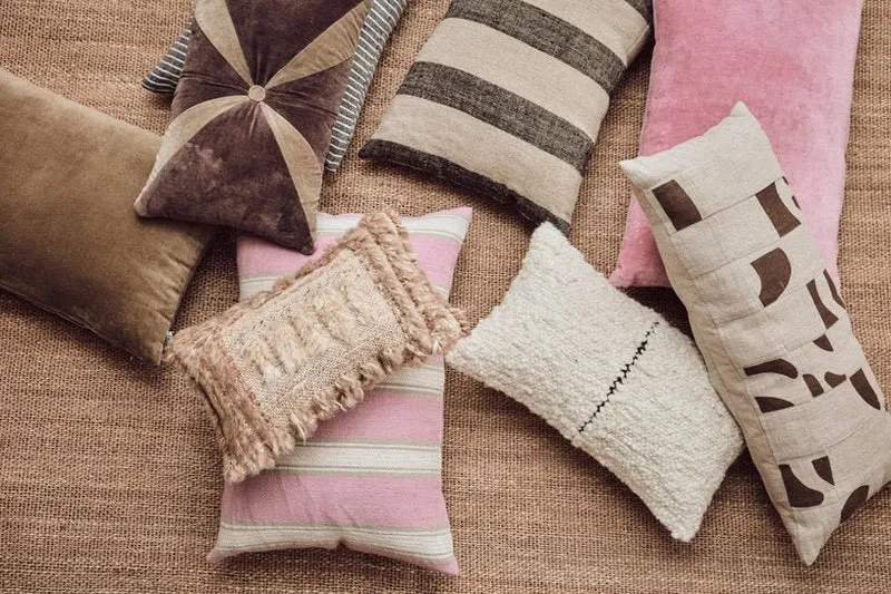 Coussin tissé à rayures Blush 60X40Cm - HKLIVING