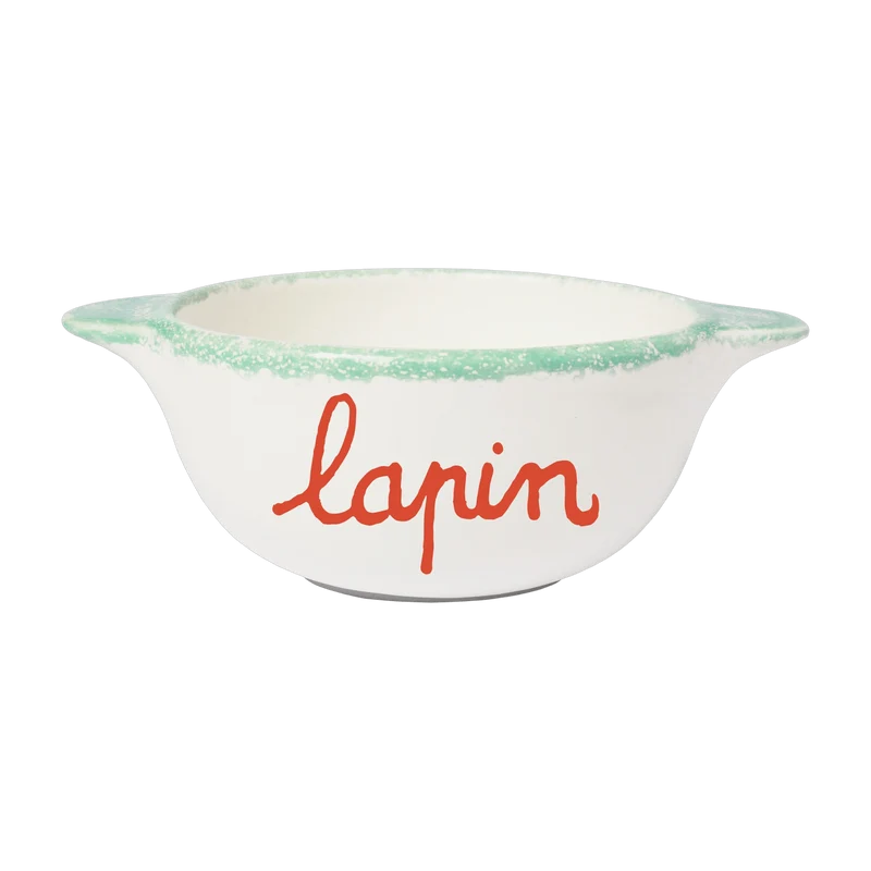 Bol breton en faïence blanche Lapin - Pied de poule