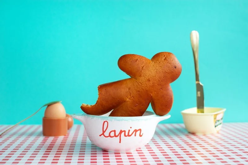 Bol breton en faïence blanche Lapin - Pied de poule