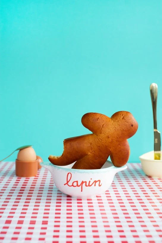 Bol breton en faïence blanche Lapin - Pied de poule