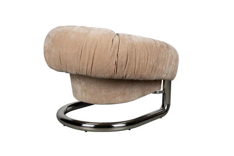 Fauteuil rétro en velours marron et acier chromé Marly - Dutchbone