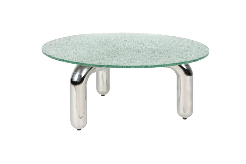 Table basse ronde en verre trempé et acier chromé 80cm Marly - Dutchbone