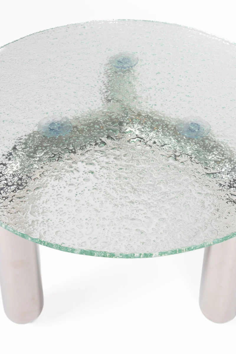Table basse ronde en verre trempé et acier chromé 80cm Marly - Dutchbone