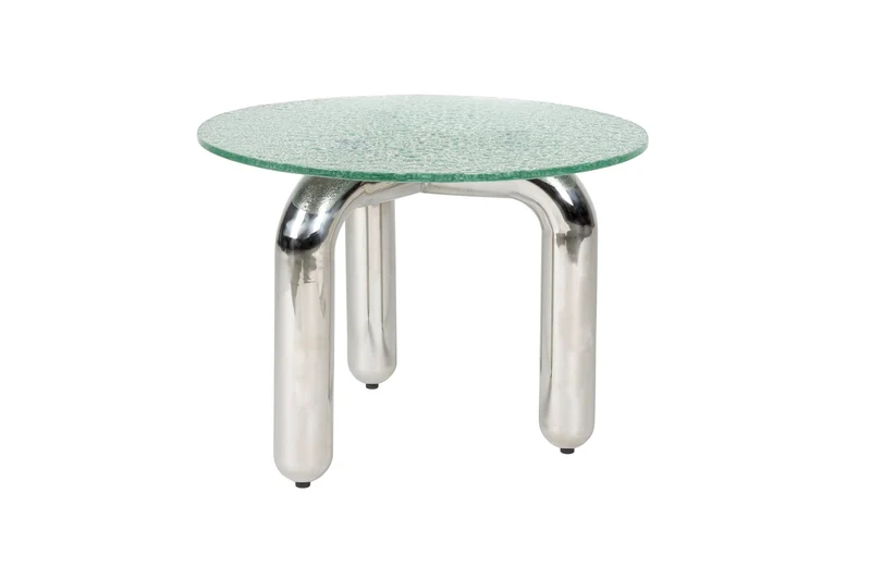 Table d'appoint ronde en verre trempé et acier chromé 60cm Marly - Dutchbone
