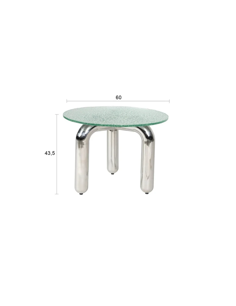 Table d'appoint ronde en verre trempé et acier chromé 60cm Marly - Dutchbone