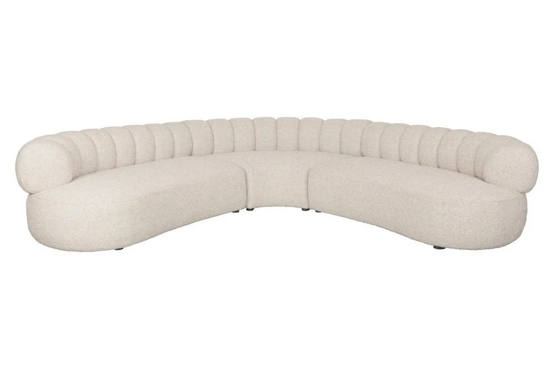 Canapé arrondi en tissu beige 7 places Duvane - Dutchbone