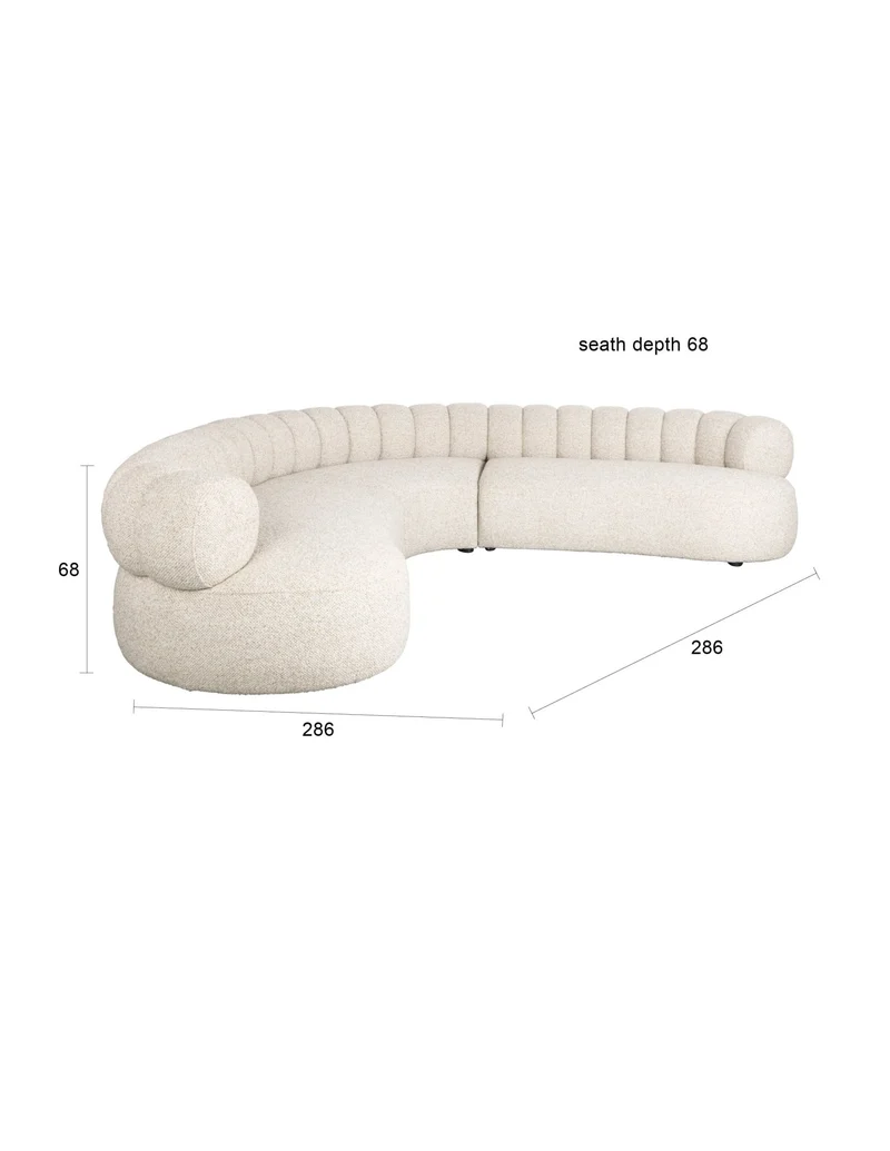 Canapé arrondi en tissu beige 7 places Duvane - Dutchbone