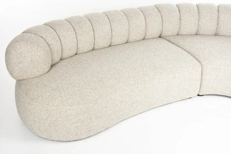 Canapé arrondi en tissu beige 7 places Duvane - Dutchbone