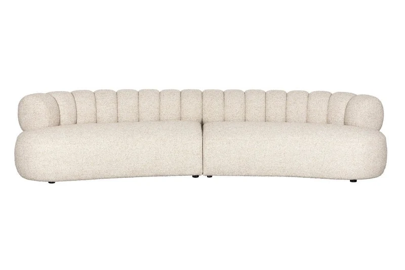 Canapé arrondi en tissu beige 4,5 places Duvane - Dutchbone