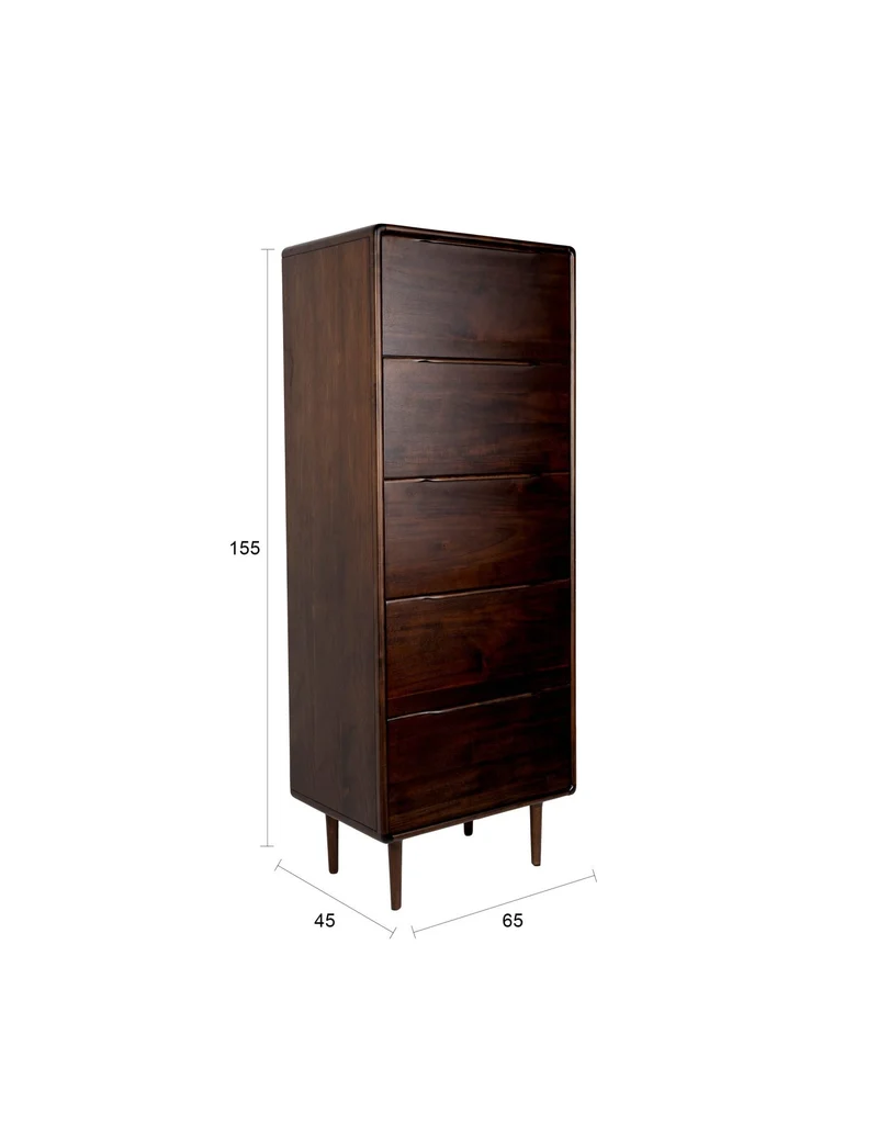 Armoire rectangulaire en bois d'hévéa 45x65x155cm Elroy - Dutchbone