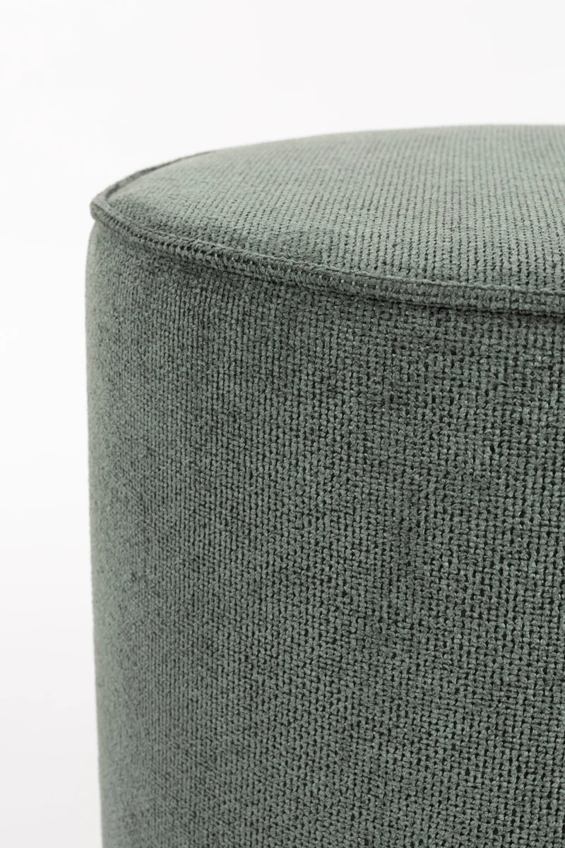 Tabouret rond en tissu vert et bois d'hévéa 41x46cm Bellevue - Dutchbone