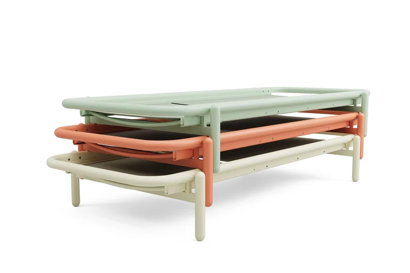 Transat en aluminium vert avec son matelas beige 212x97x39cm Sunbud - Fatboy
