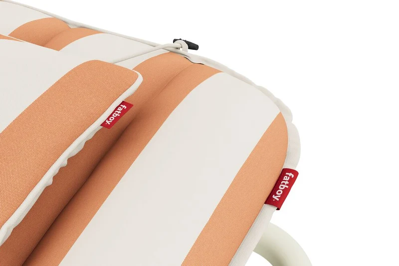Transat en aluminium beige avec son matelas rayé orange 212x97x39cm Sunbud - Fatboy