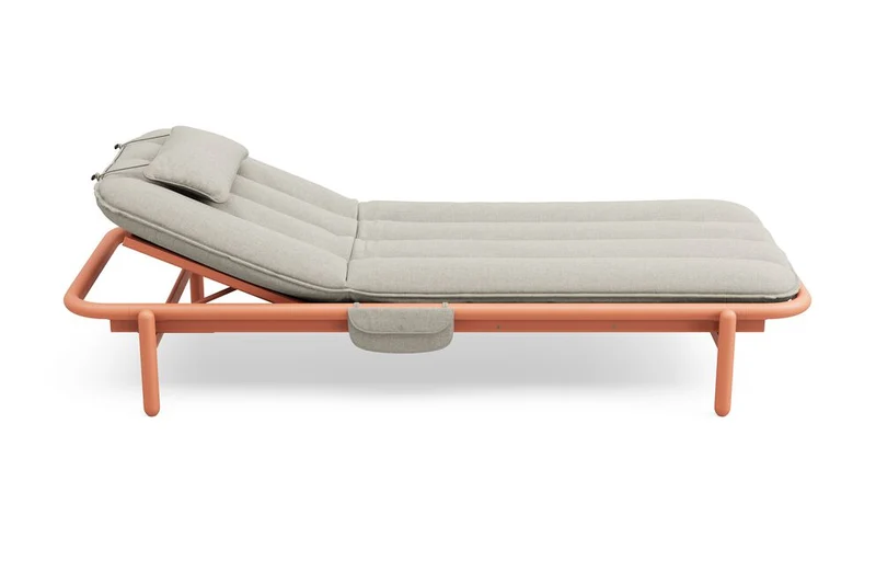 Transat en aluminium orange avec son matelas gris 212x97x39cm Sunbud - Fatboy