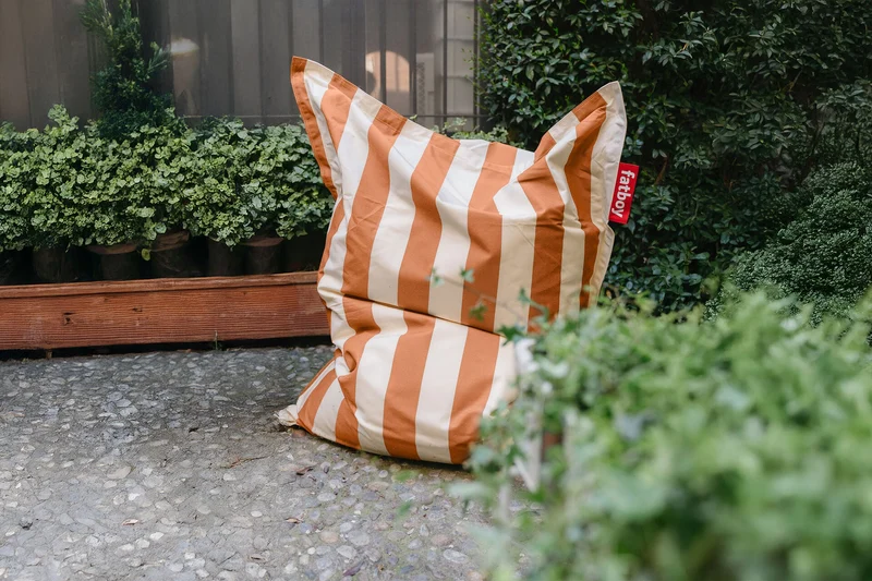 Grand pouf extérieur rayé orange et crème Original Outdoor - Fatboy