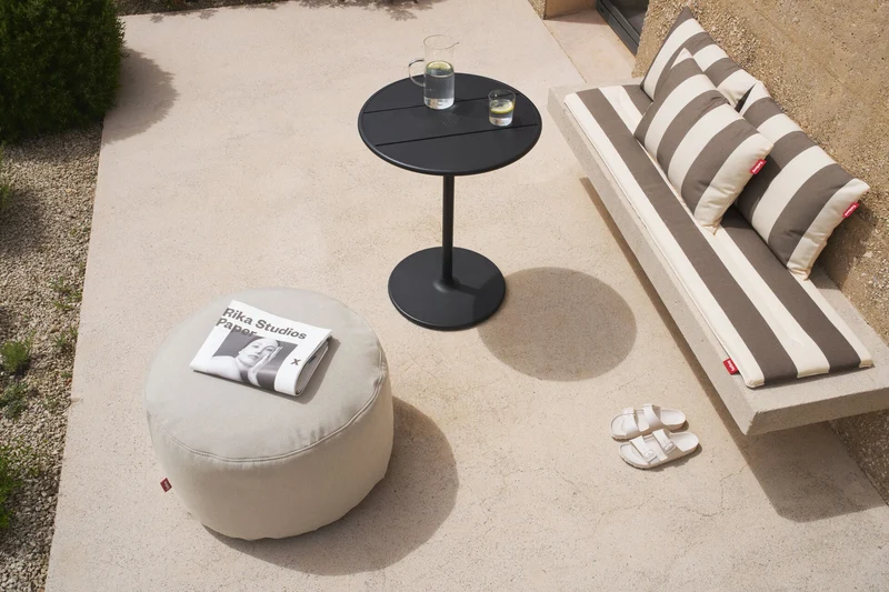 Pouf rond en polyester gris 70x40cm Point Large - Fatboy