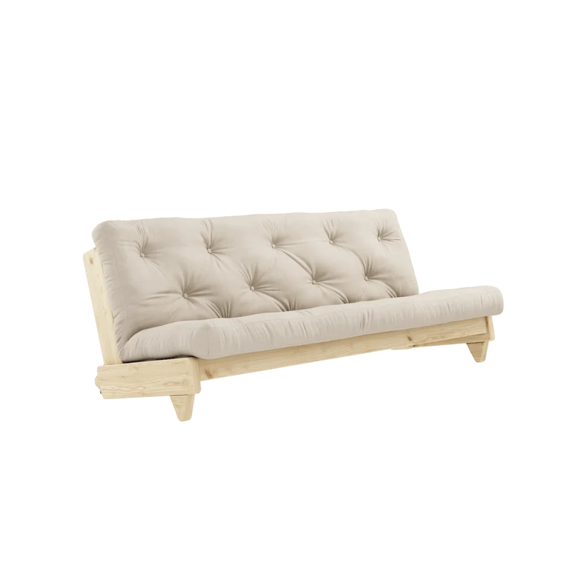 Canapé-lit en pin massif avec matelas en coton beige 140x200cm Fresh - Karup Design