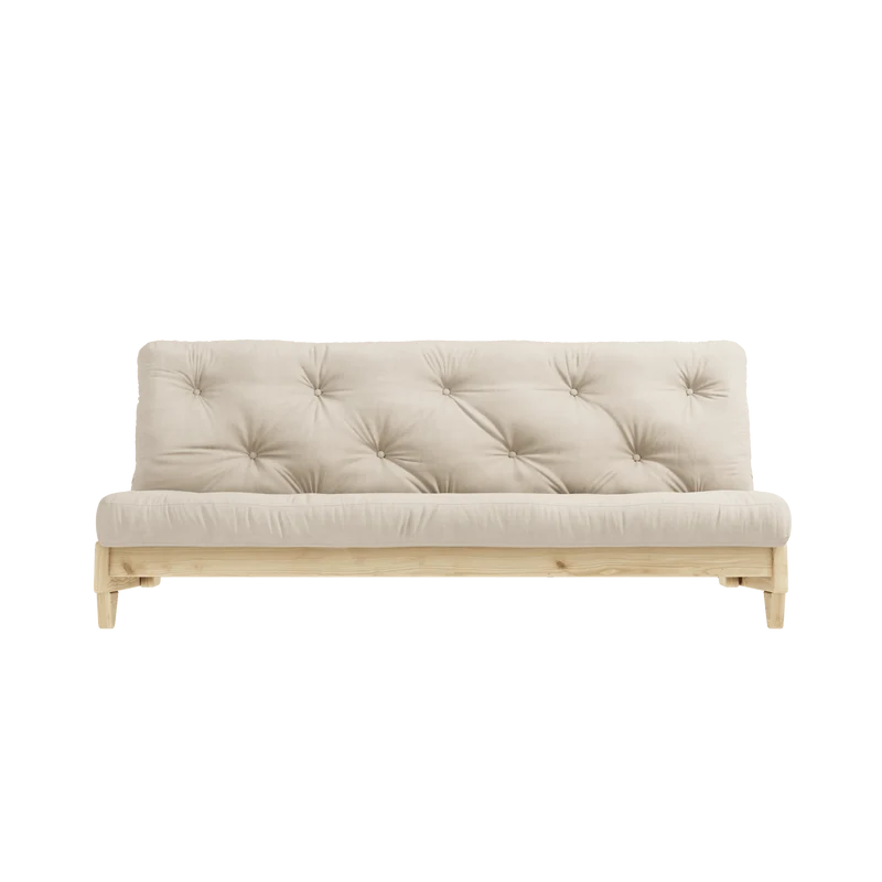 Canapé-lit en pin massif avec matelas en coton beige 140x200cm Fresh - Karup Design