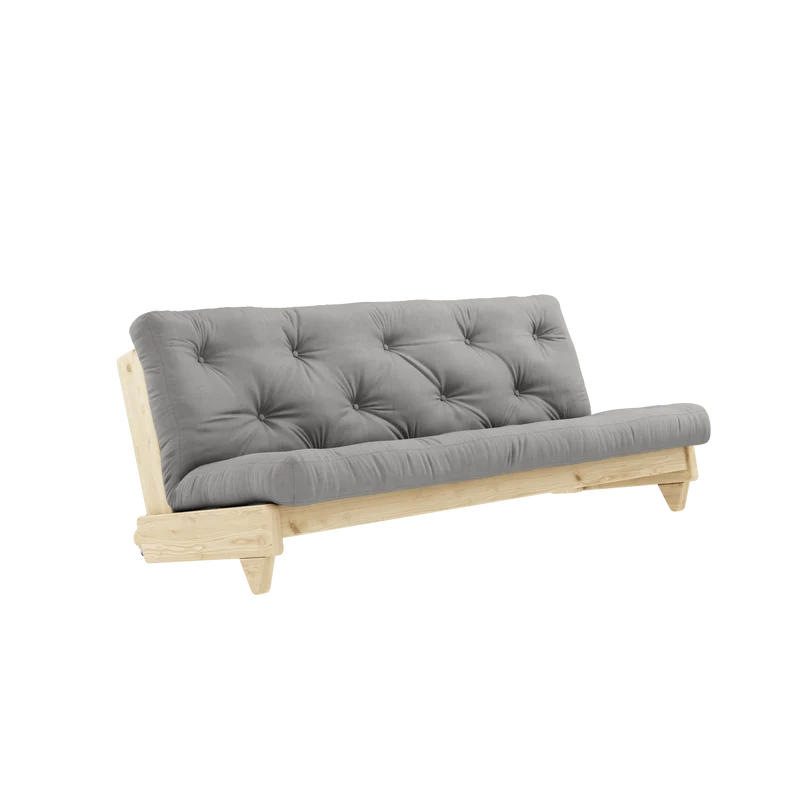 Canapé-lit en pin massif avec matelas en coton gris 140x200cm Fresh - Karup Design