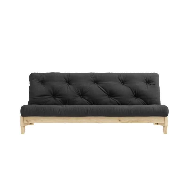 Canapé-lit en pin massif avec matelas en coton gris foncé 140x200cm Fresh - Karup Design