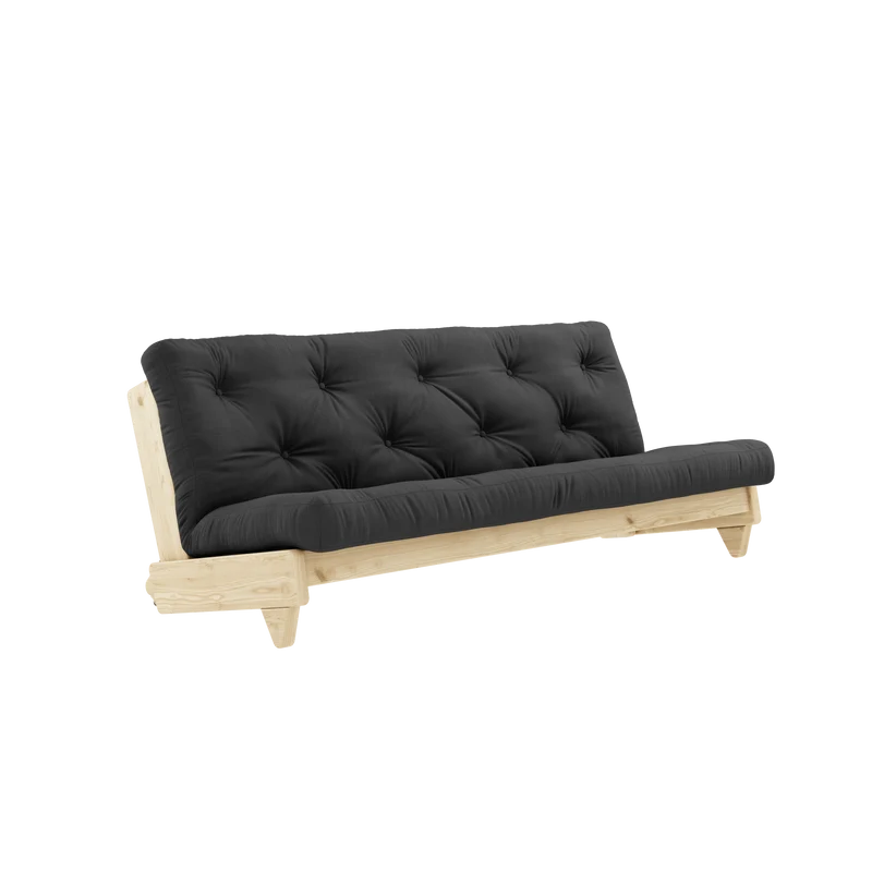 Canapé-lit en pin massif avec matelas en coton gris foncé 140x200cm Fresh - Karup Design