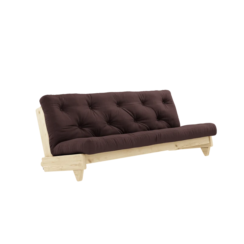 Canapé-lit en pin massif avec matelas en coton marron 140x200cm Fresh - Karup Design
