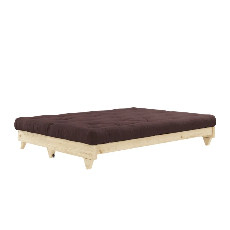 Canapé-lit en pin massif avec matelas en coton marron 140x200cm Fresh - Karup Design