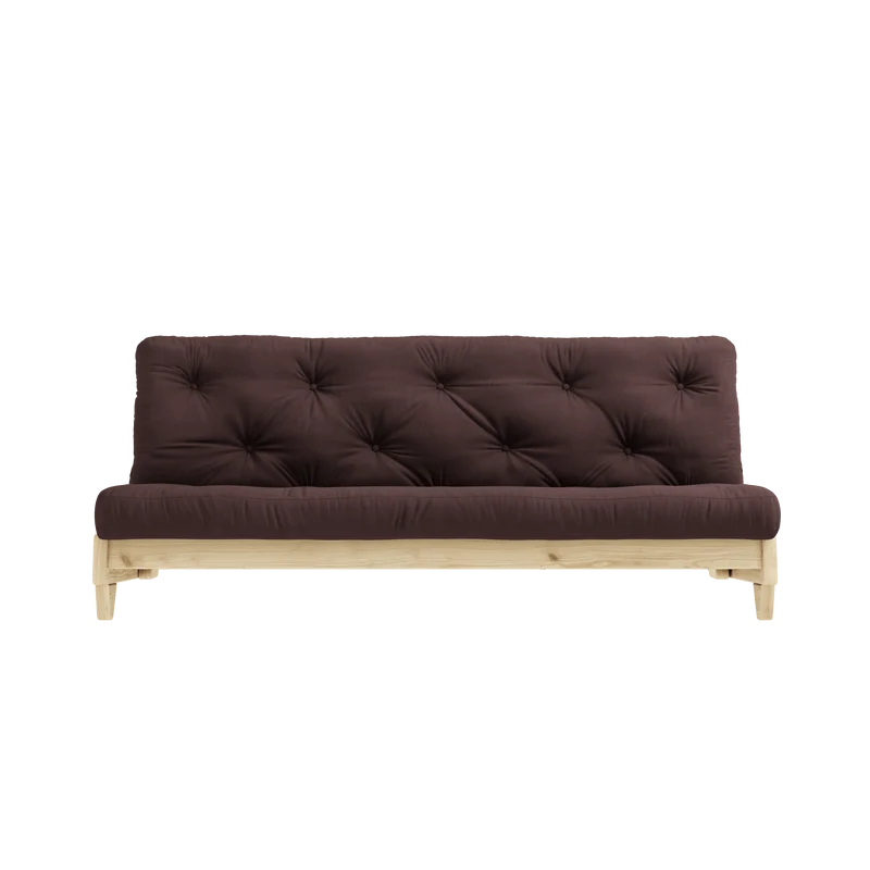 Canapé-lit en pin massif avec matelas en coton marron 140x200cm Fresh - Karup Design