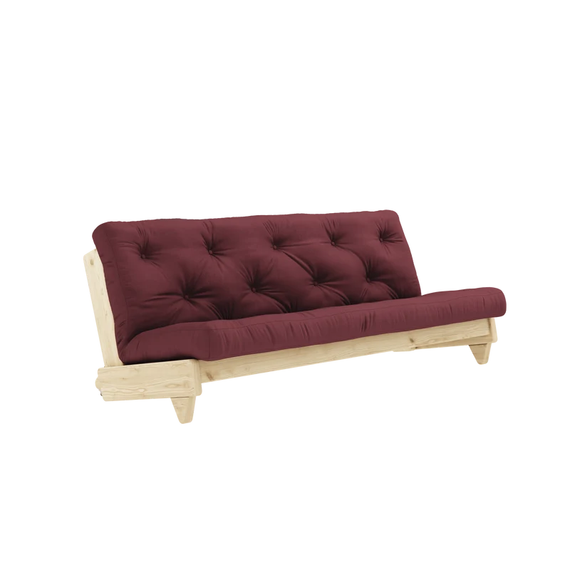 Canapé-lit en pin massif avec matelas en coton bordeaux 140x200cm Fresh - Karup Design