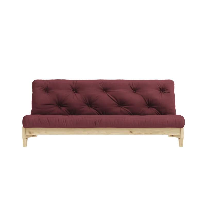Canapé-lit en pin massif avec matelas en coton bordeaux 140x200cm Fresh - Karup Design